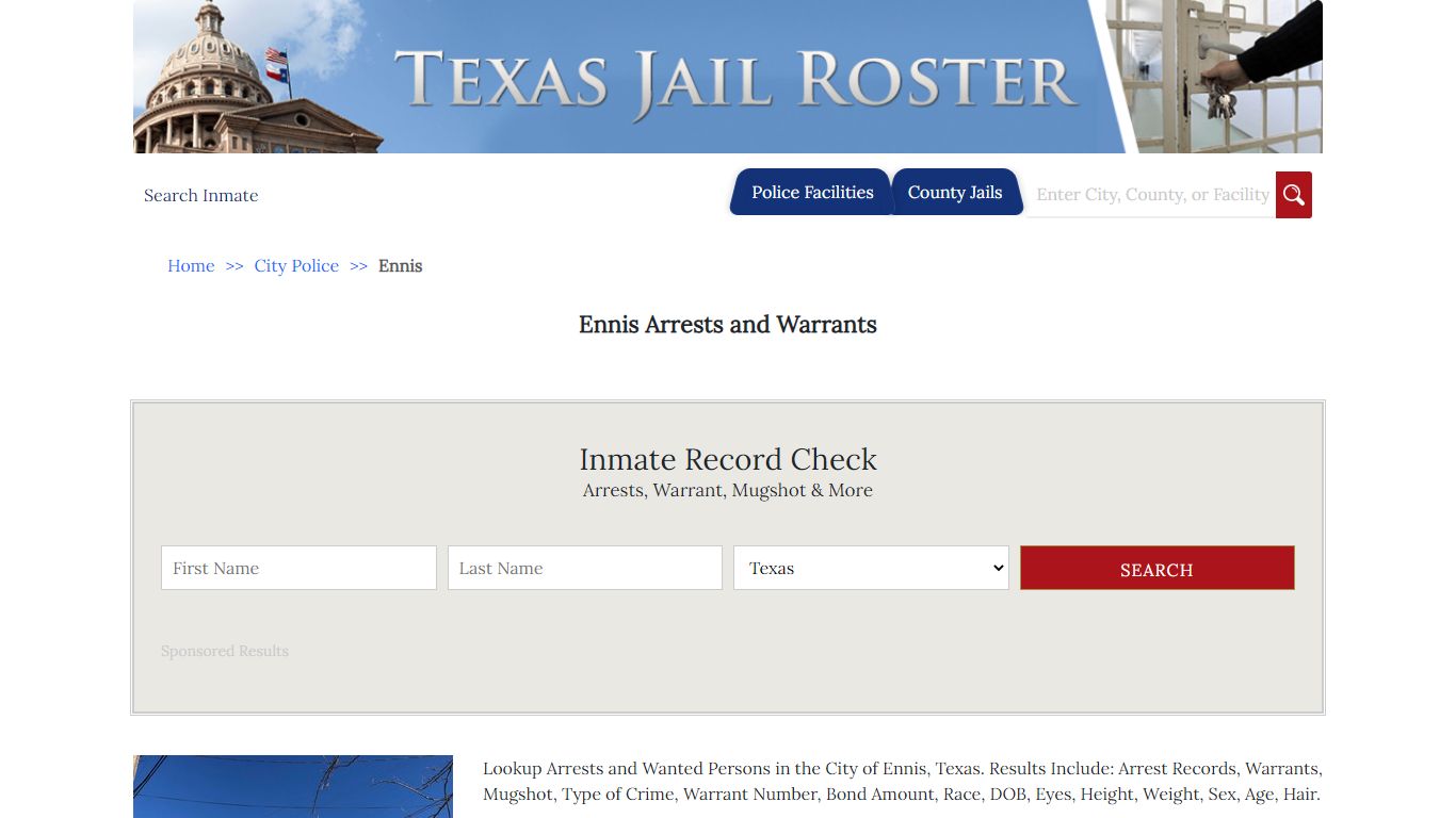 Ennis Arrests and Warrants | Jail Roster Search